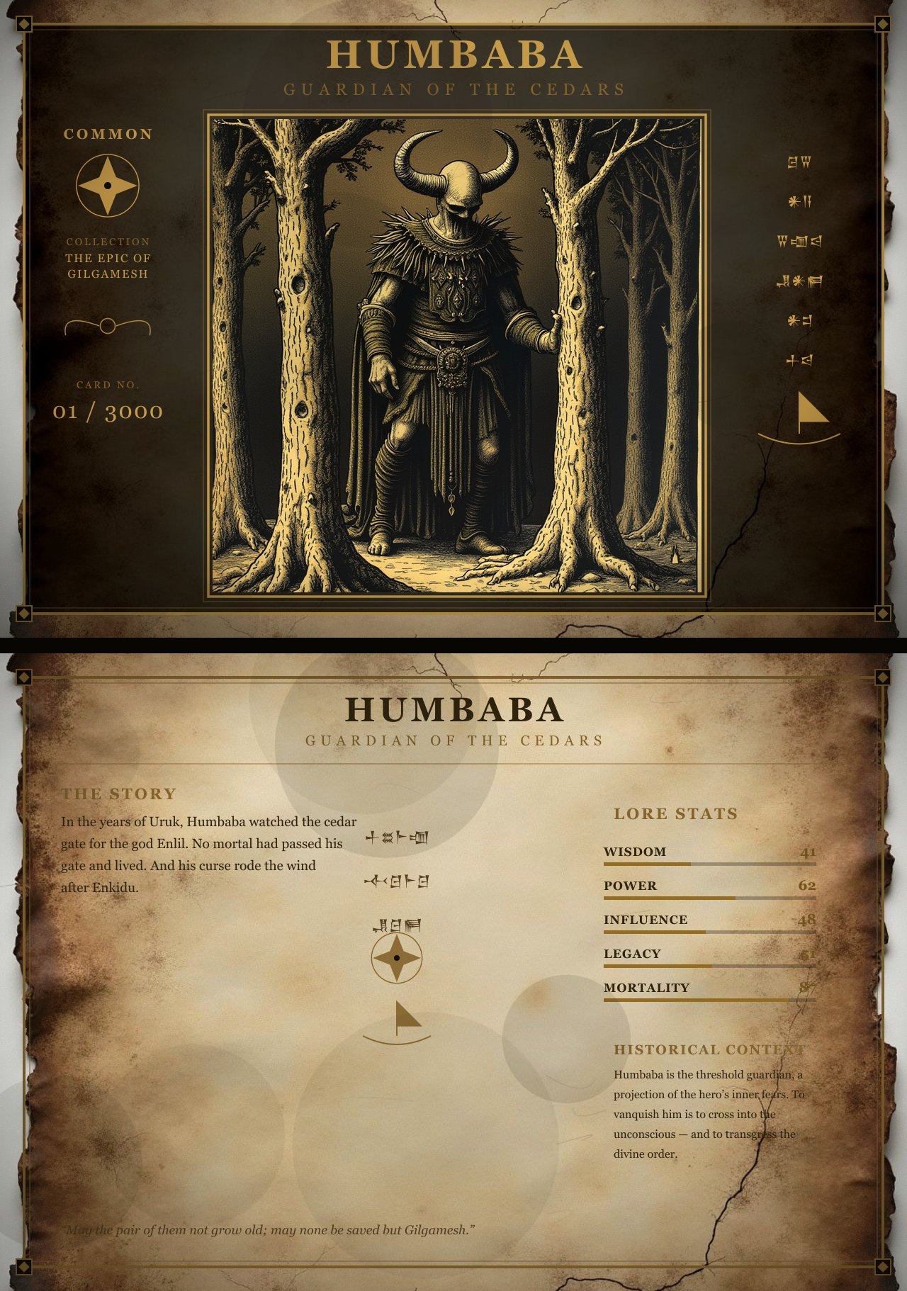 Humbaba, two-sided card, front and back