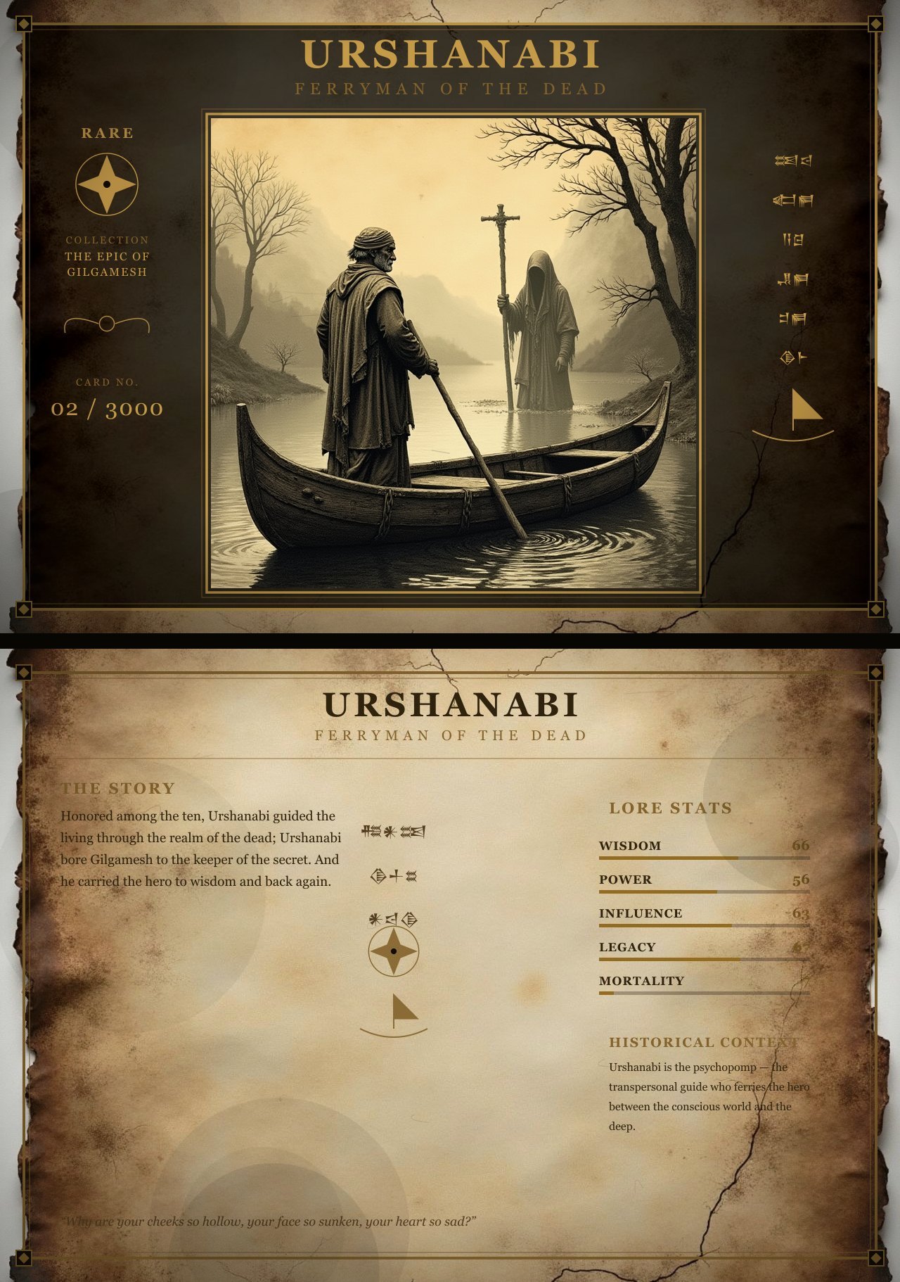 Urshanabi, two-sided card, front and back